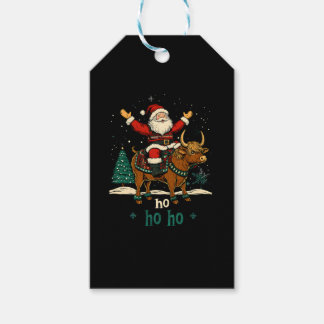 Womens Xmas Tree Lighting Santa Riding Highland Co Gift Tags