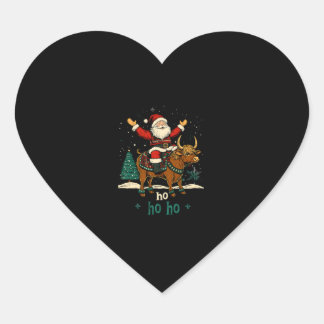 Womens Xmas Tree Lighting Santa Riding Highland Co Heart Sticker