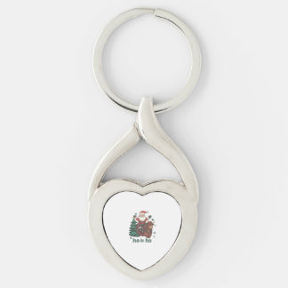 Womens Xmas Tree Lighting Santa Riding Highland Co Key Ring