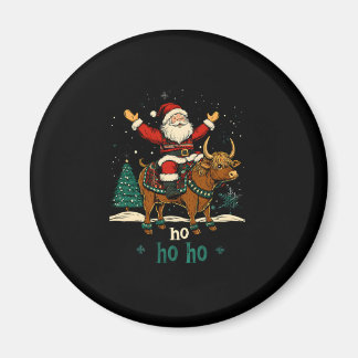 Womens Xmas Tree Lighting Santa Riding Highland Co Magnet