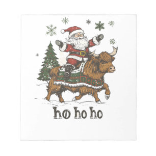 Womens Xmas Tree Lighting Santa Riding Highland Co Notepad