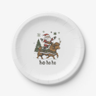 Womens Xmas Tree Lighting Santa Riding Highland Co Paper Plate