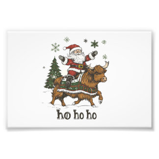 Womens Xmas Tree Lighting Santa Riding Highland Co Photo Print