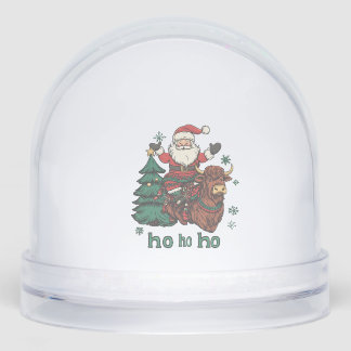 Womens Xmas Tree Lighting Santa Riding Highland Co Snowglobe