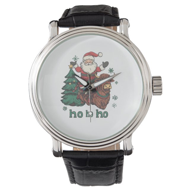 Womens Xmas Tree Lighting Santa Riding Highland Co Watch (Front)