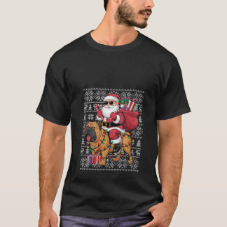 Womens Xmas Ugly Sweater Santa Riding Bullmastiff