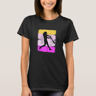 Womens Yellow Baseball Birthday Girls Sunset Retro T-Shirt