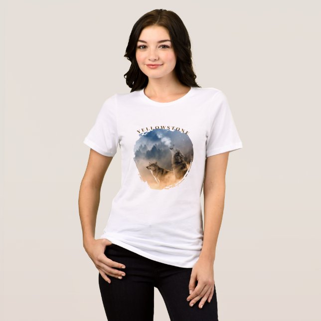 Women's Yellowstone Wolves Tri-Blend Shirt (Front Full)