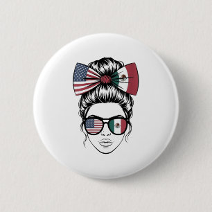 Womens Yes Im Both Of Them Proud American Mexican 6 Cm Round Badge