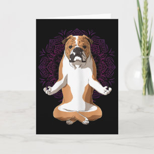Womens Yoga Dog English Bulldog  Card