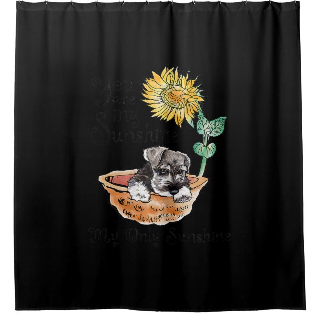 Womens You Are My sunshine Schnauzer Sunflower Shower Curtain (Front)