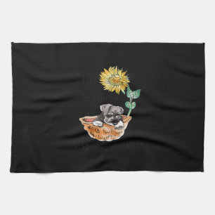 Womens You Are My sunshine Schnauzer Sunflower Tea Towel