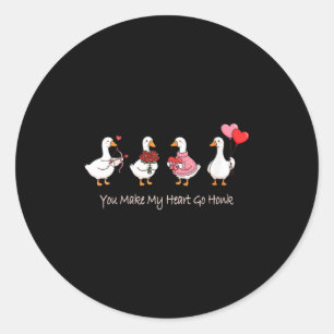 Womens You Make My Heart Go Honk Valentine Goose F Classic Round Sticker