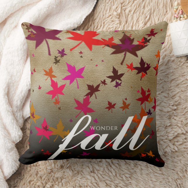 Wonder Fall Multi-Coloured Autumn Leaves on Canvas Cushion (Blanket)