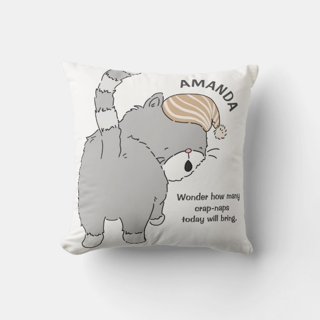 Wonder How Many Crap Naps Today Will Bring Cat Cushion (Front)