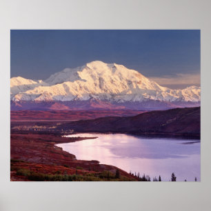 Wonder Lake and Mt. Denali at sunrise in the Poster