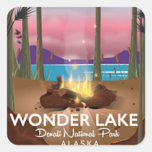 Wonder Lake, Denali national park Alaska Square Sticker