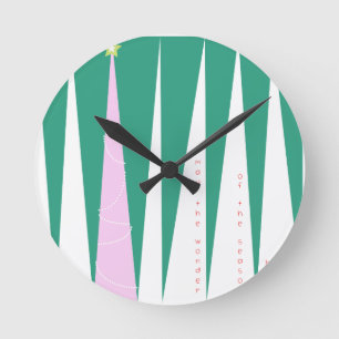 Wonder of the Season Christmas Tree Round Clock