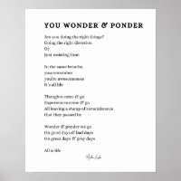 Wonder ponder self love care poem poster wall art 