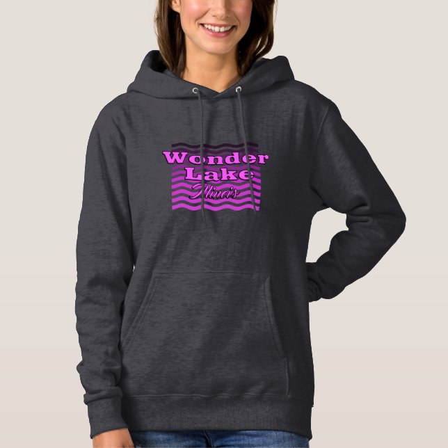 Wonder Wave Pink Women's Basic Hooded Sweatshirt (Front)