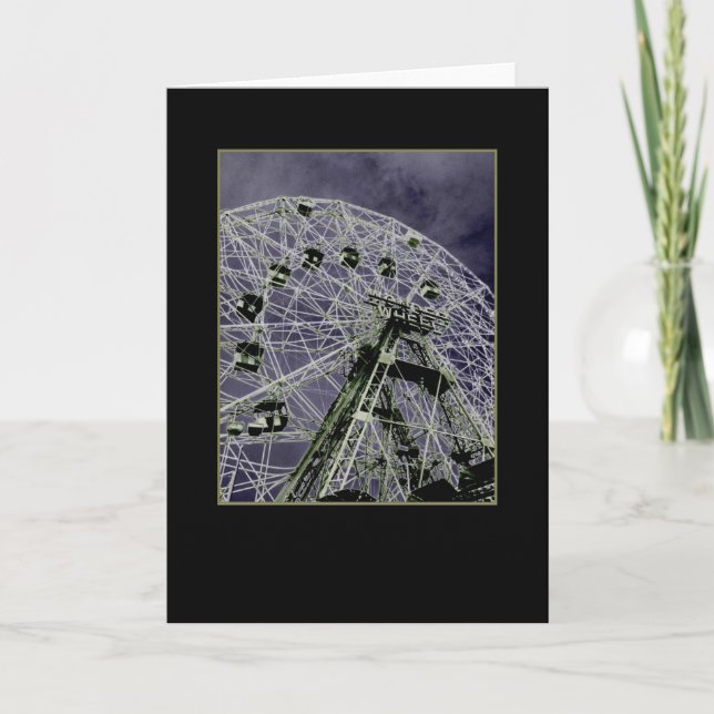 Wonder Wheel Psychedelic Blank Greeting Card (Front)