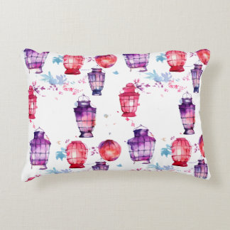 Wonder With Lanterns Watercolor Style Decorative Cushion