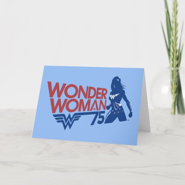 Wonder Woman 75th Anniversary Red & Blue Logo Card (Front)