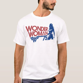 Wonder Woman 75th Anniversary Red & Blue Logo T-Shirt