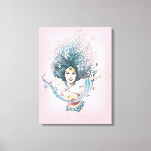 Wonder Woman and Flowers Canvas Print