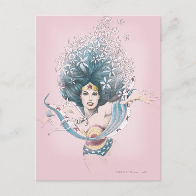 Wonder Woman and Flowers Postcard (Front)