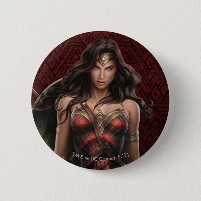 Wonder Woman Battle-Ready Comic Art 6 Cm Round Badge (Front)