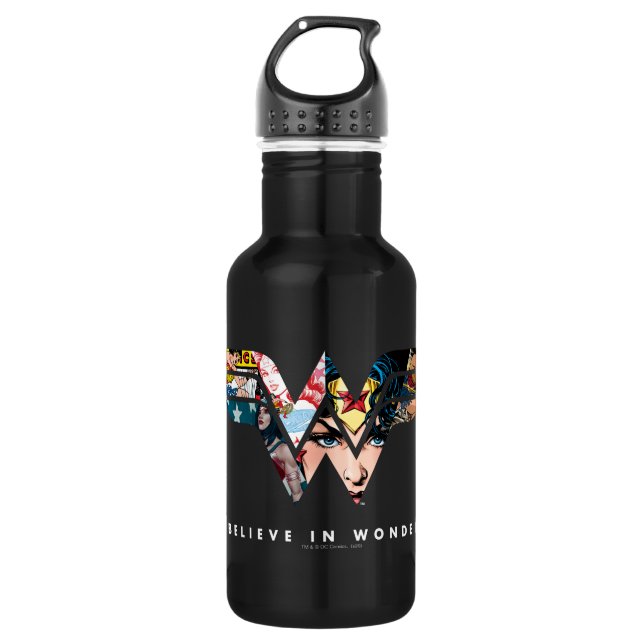Wonder Woman "Believe In Wonder" Collage Logo 532 Ml Water Bottle (Front)