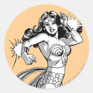 Wonder Woman Black & White Defender Classic Round Sticker