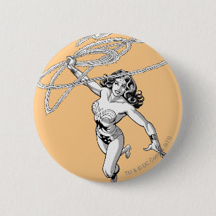 Wonder Woman Black & White Twirl 6 Cm Round Badge