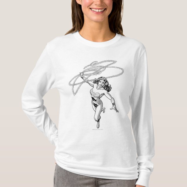 Wonder Woman Black & White Twirl T-Shirt (Front)