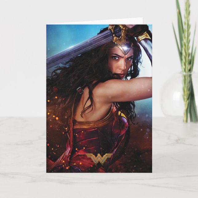 Wonder Woman Blocking With Sword Card (Front)