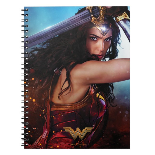 Wonder Woman Blocking With Sword Spiral Notebook (Front)