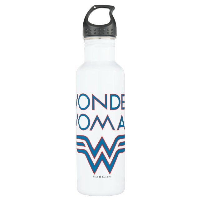 Wonder Woman Blue and Red Retro Logo 710 Ml Water Bottle (Front)
