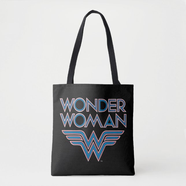 Wonder Woman Blue and Red Retro Logo Tote Bag (Front)