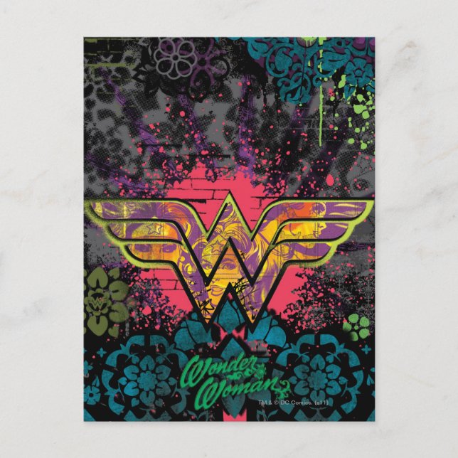 Wonder Woman Brick Wall Collage Postcard (Front)