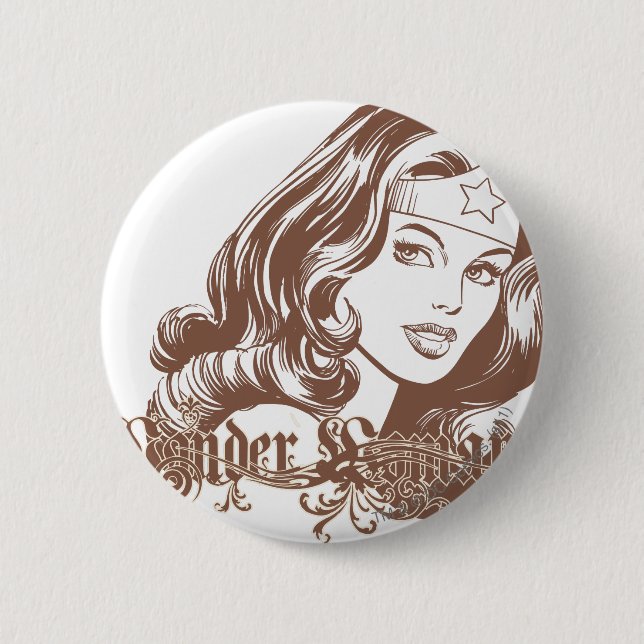Wonder Woman Brown 6 Cm Round Badge (Front)
