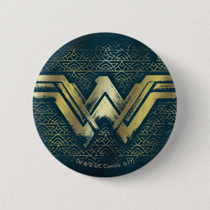 Wonder Woman Brushed Gold Symbol 6 Cm Round Badge
