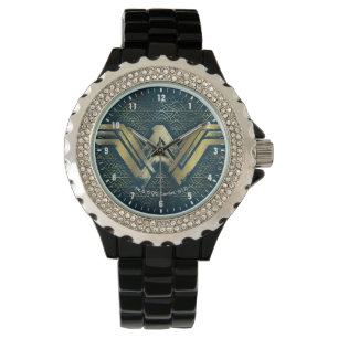 Wonder Woman Brushed Gold Symbol Watch