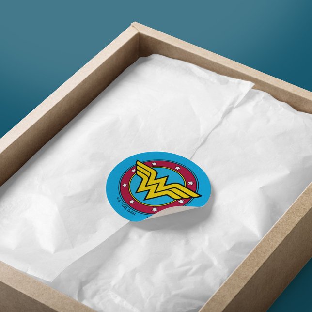 Wonder Woman | Circle & Stars Logo Classic Round Sticker (Creator Uploaded)