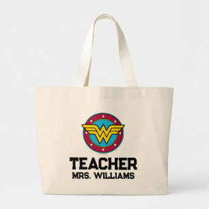 Wonder Woman   Circle & Stars Logo Large Tote Bag