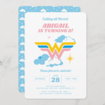 Wonder Woman Clouds Logo Birthday