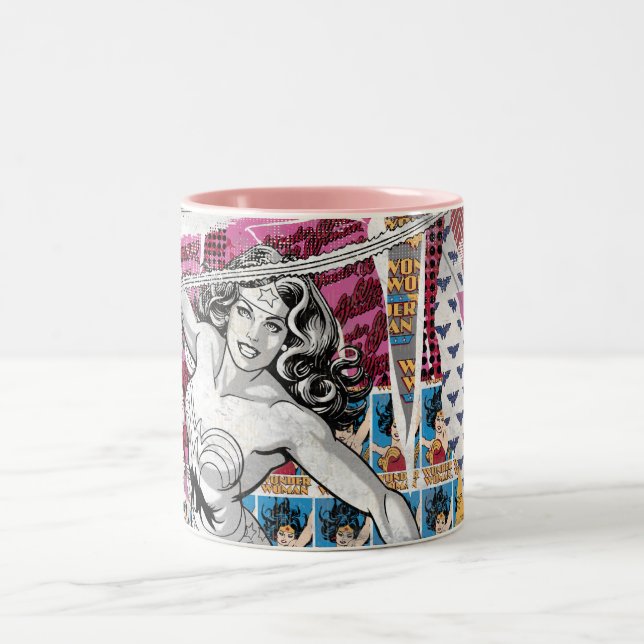 Wonder Woman Collage 5 Two-Tone Coffee Mug (Center)