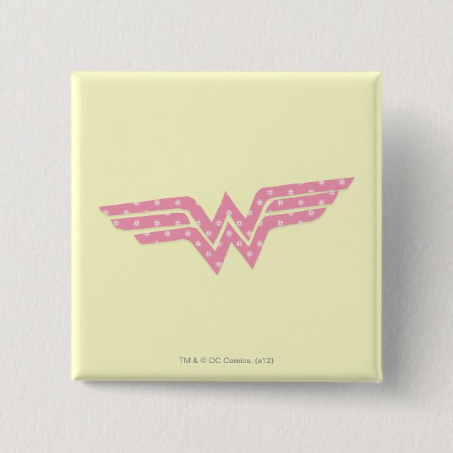 Wonder Woman Colourful Pink Floral Logo 15 Cm Square Badge (Front)