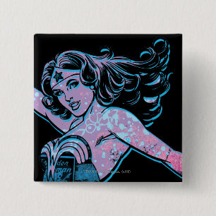 Wonder Woman Colourful Pose 15 Cm Square Badge