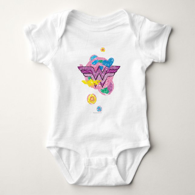 Wonder Woman Colourful Scribbles Baby Bodysuit (Front)